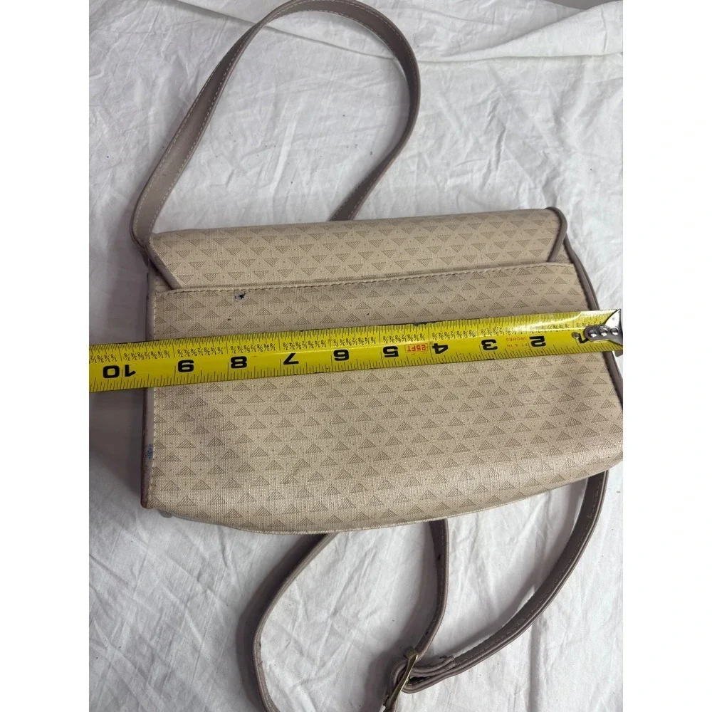 Liz Claiborne Tan Monogram Shoulder Bag Genuine Leather Trim